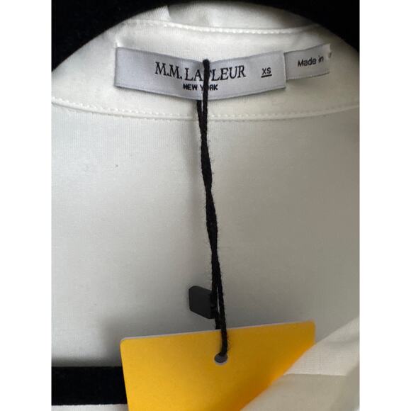 NWT M.M. Lafleur The Filomina Boyfriend Shirt Knit Poplin in White size XS - Picture 3 of 4